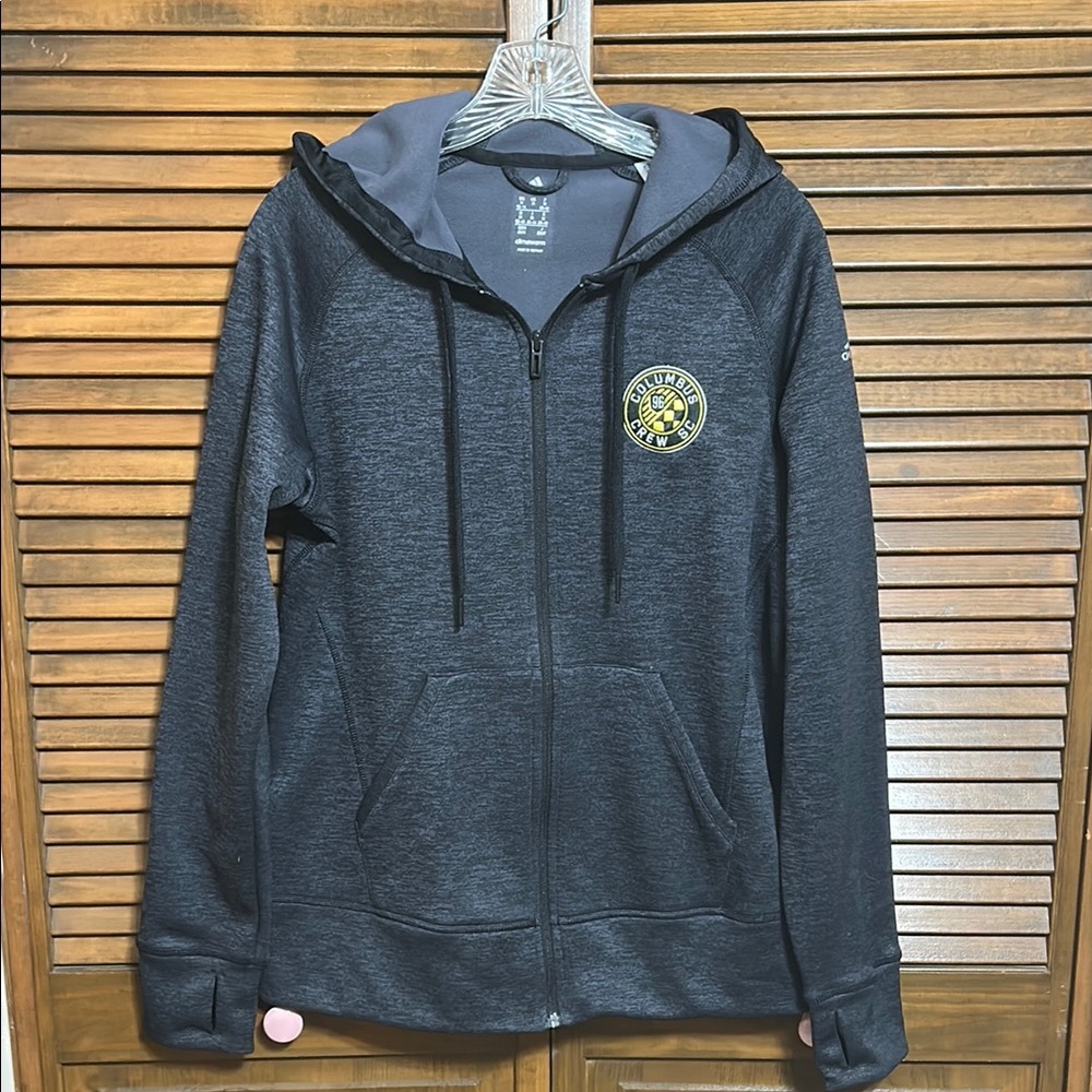 Adidas Women's Gray Zip-Up Hoodie Columbus Crew Logo Size M